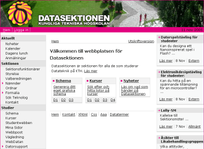Screenshoot of Datasektionen